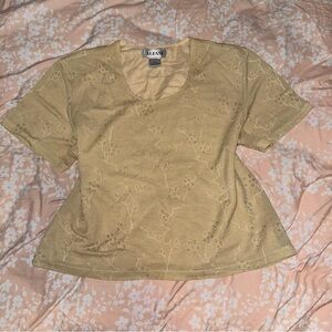 Vintage Alfani Beige Floral Short Sleeve Tee